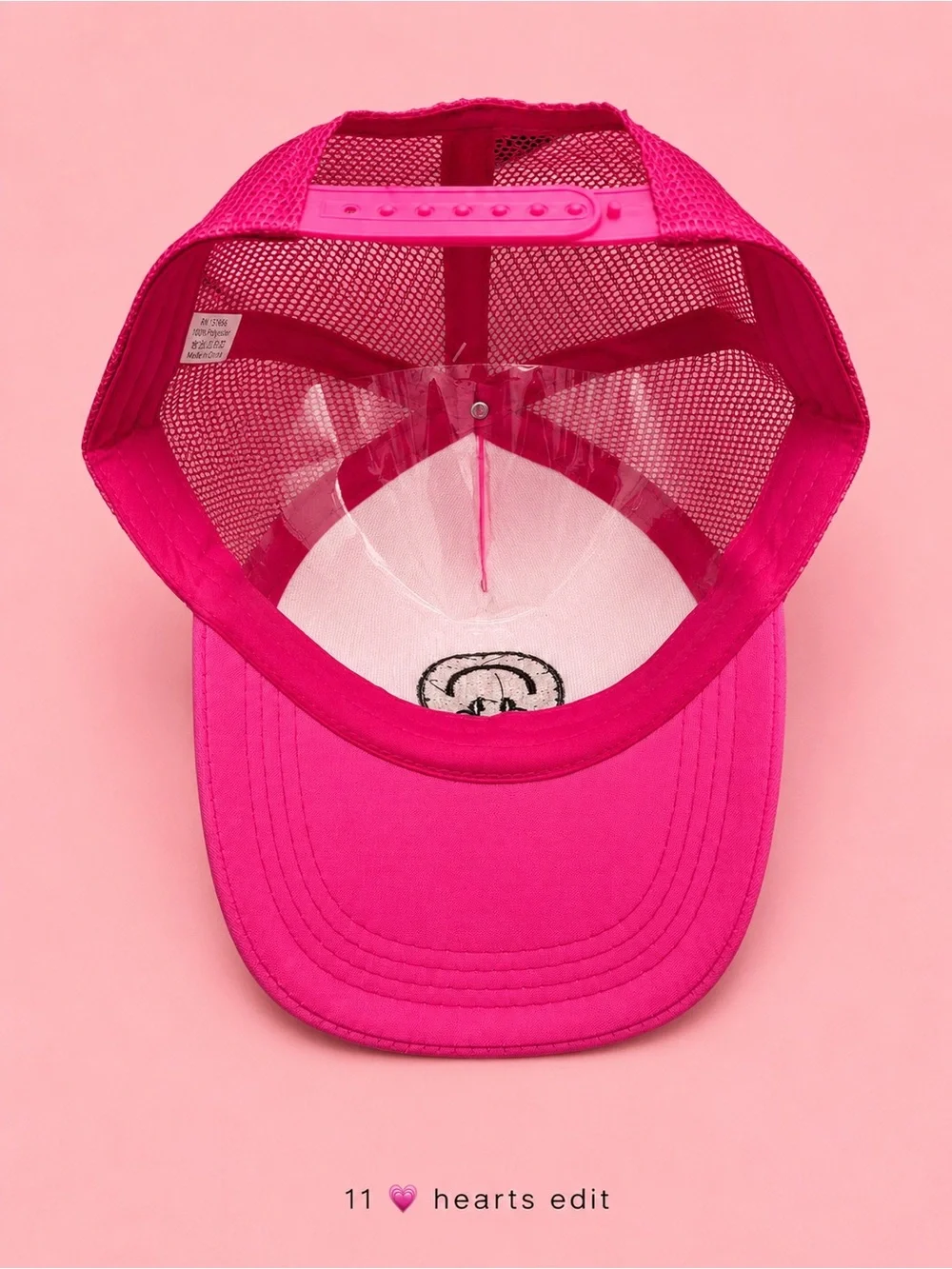 Fuchsia Barbie Pink Upside Down Smiley Face Foam Trucker Hat Snapback NWT